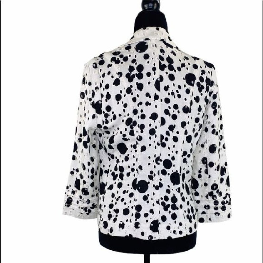 ALBERTO MAKALI Tailored Jacket Designer Linen Eyelet Blazer women’s size 8 - Picture 6 of 14